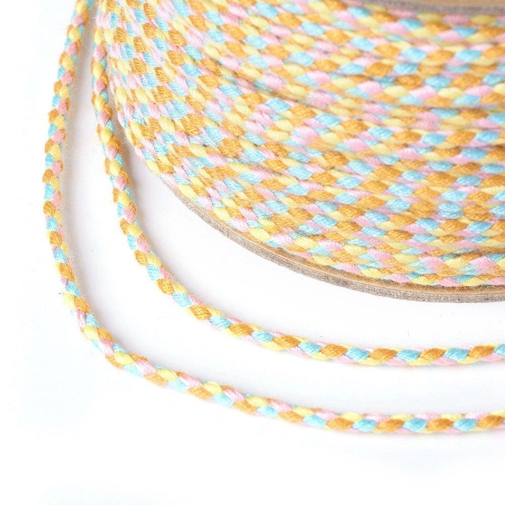 Ibiza gevlochten koord aqua/geel/oranje/roze ±2mm - 1 meter-koord-Kraaltjes van Renate