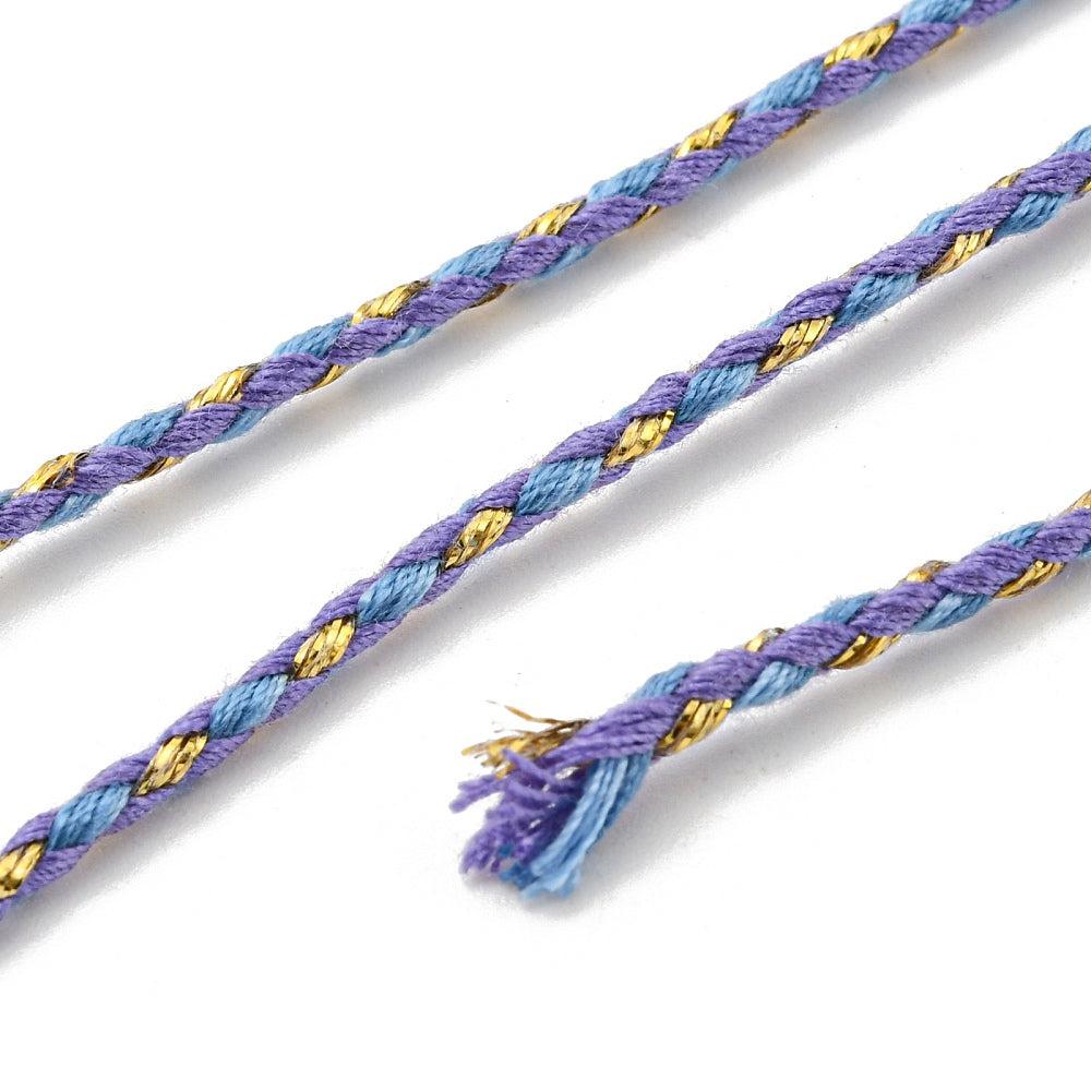 Ibiza gevlochten koord blauw/paars ±2mm - 1 meter-koord-Kraaltjes van Renate