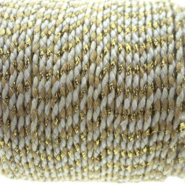Surfkoord goud beige/wit/bruin ±1,5mm - 1 meter-Kraaltjes van Renate
