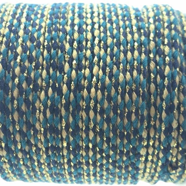 Surffkoord goud blauw/turquoise/beige ±1,5mm - 1 meter-Kraaltjes van Renate