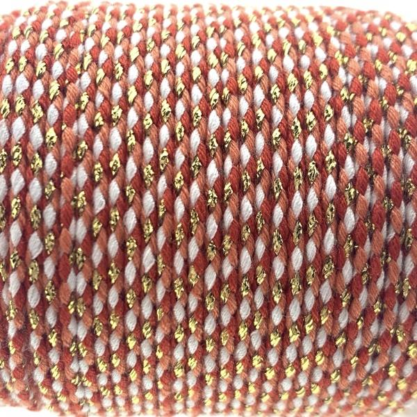 Surfkoord goud rood/oranje/wit ±1,5mm - 1 meter-Kraaltjes van Renate