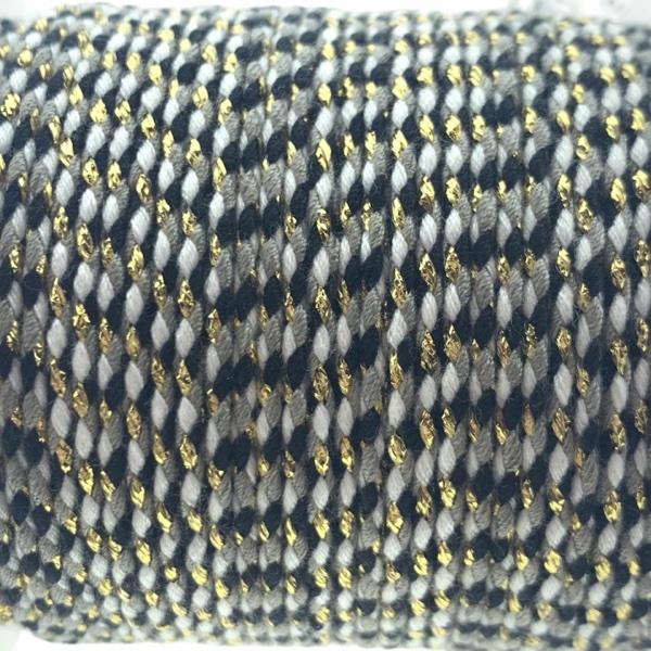 Surfkoord goud zwart/wit/grijs ±1,5mm - 1 meter-Kraaltjes van Renate