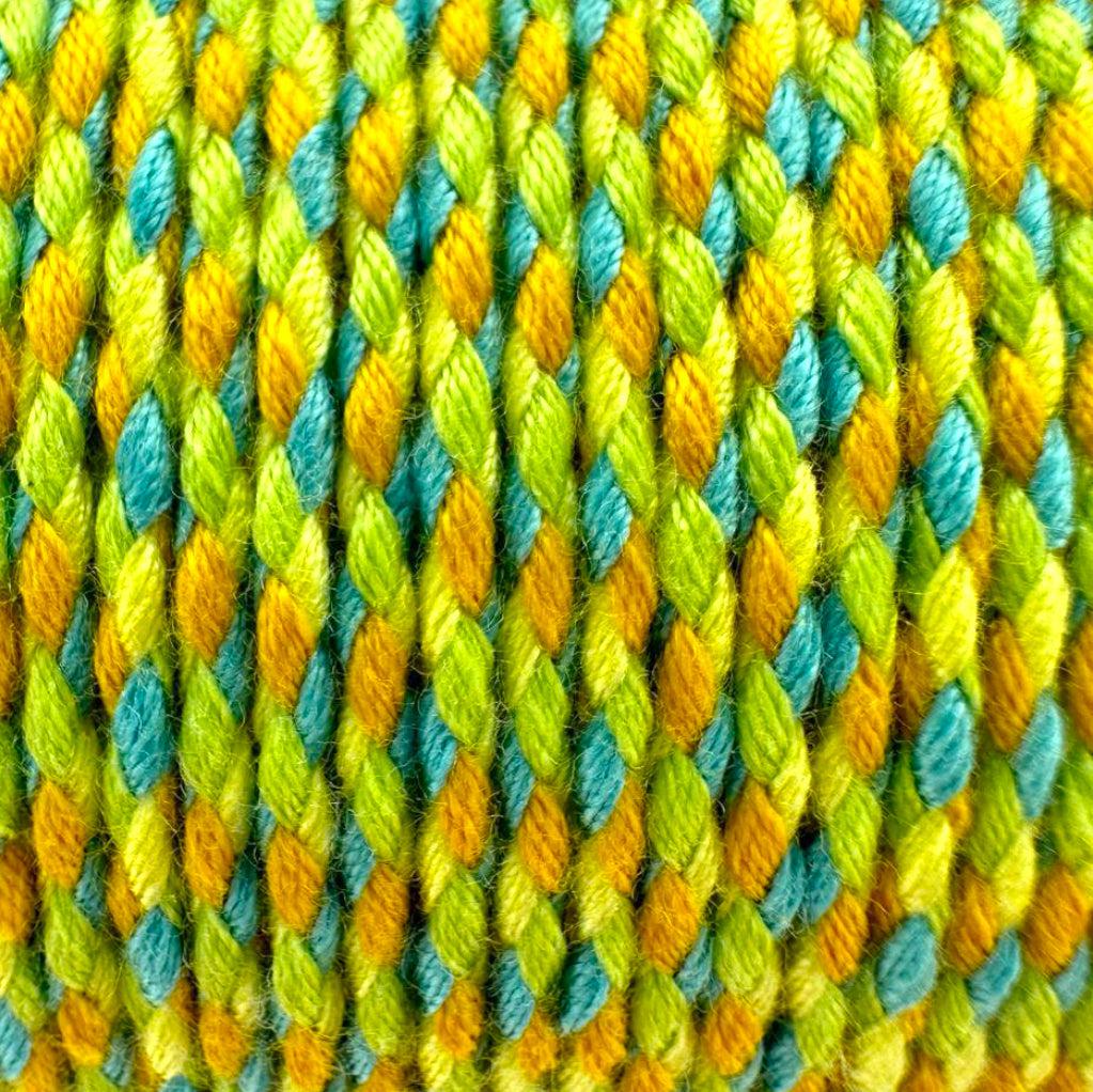 Ibiza gevlochten koord groen/blauw/geel ±1,8mm - 1 meter-koord-Kraaltjes van Renate