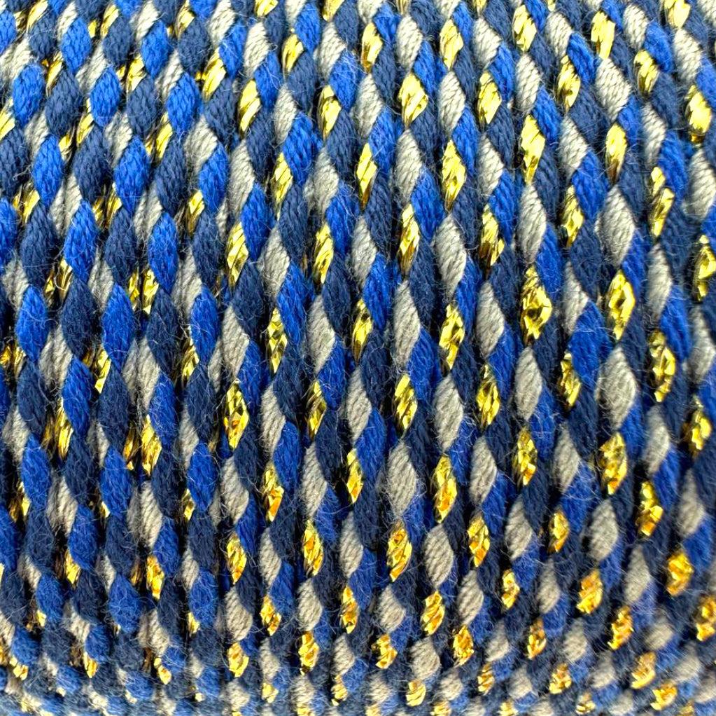Ibiza gevlochten koord met goud/donkerblauw ±1,5mm - 1 meter-koord-Kraaltjes van Renate
