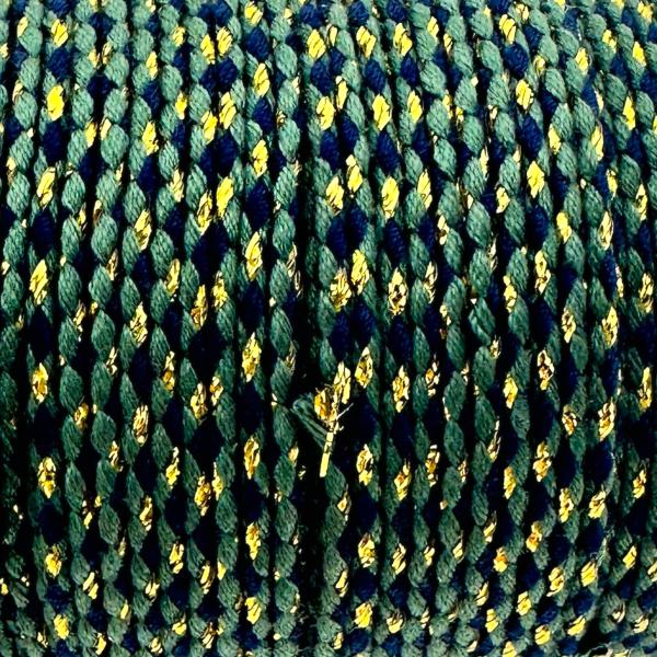 Ibiza gevlochten koord met goud/donkergroen ±1,5mm - 1 meter-koord-Kraaltjes van Renate