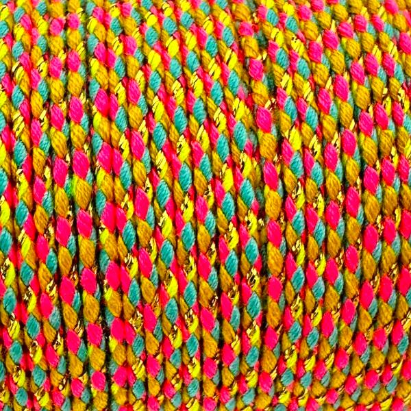 Ibiza gevlochten koord met goud/neon ±1,5mm - 1 meter-koord-Kraaltjes van Renate