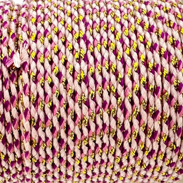 Ibiza gevlochten koord met goud/roze ±1,5mm - 1 meter-koord-Kraaltjes van Renate