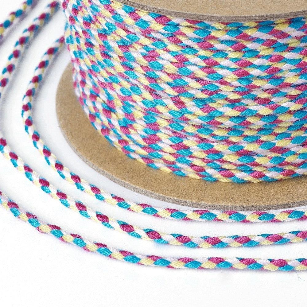 Ibiza gevlochten koord paars/wit/geel/blauw ±1,8mm - 1 meter-koord-Kraaltjes van Renate