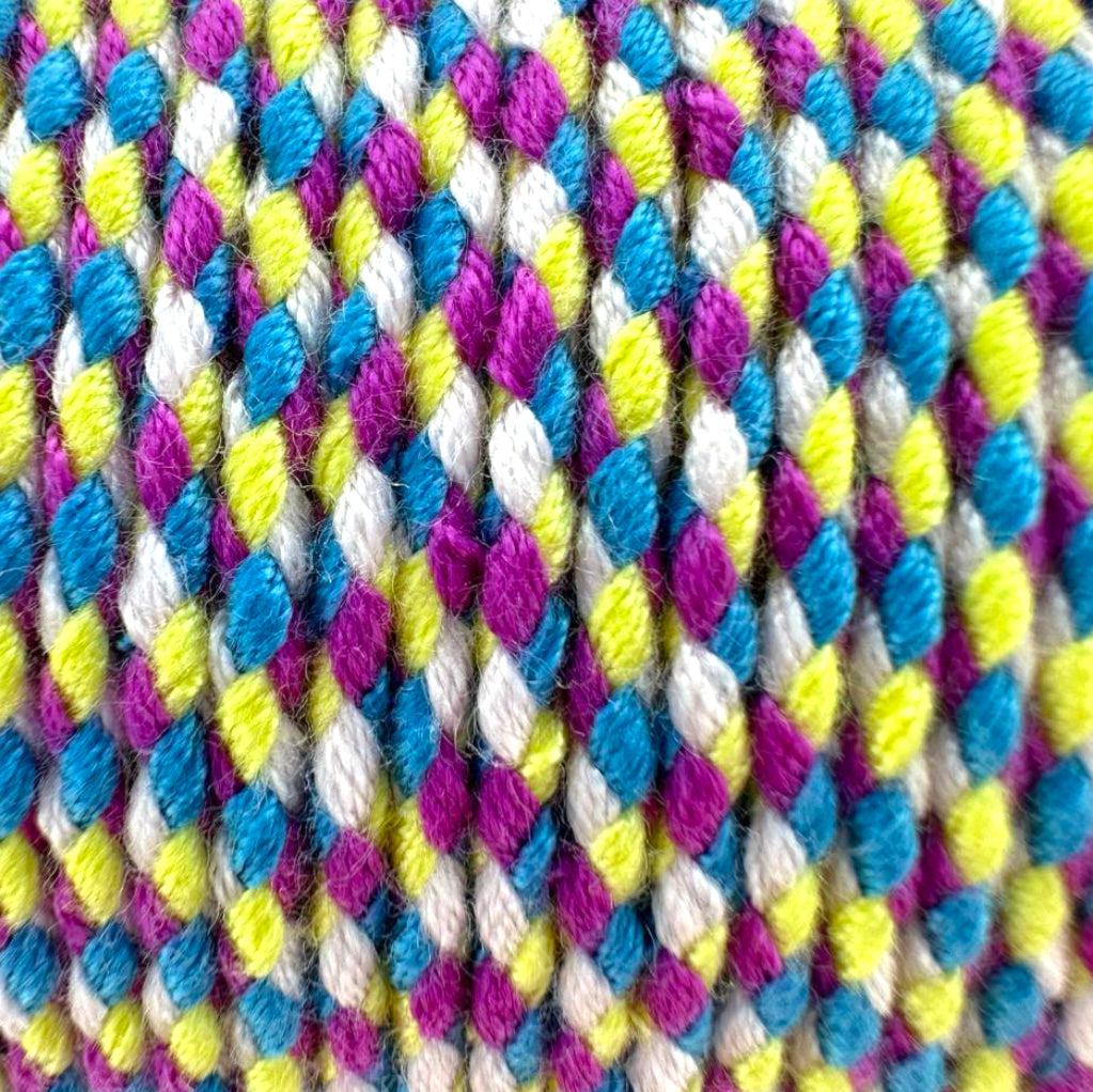 Ibiza gevlochten koord paars/wit/geel/blauw ±1,8mm - 1 meter-koord-Kraaltjes van Renate