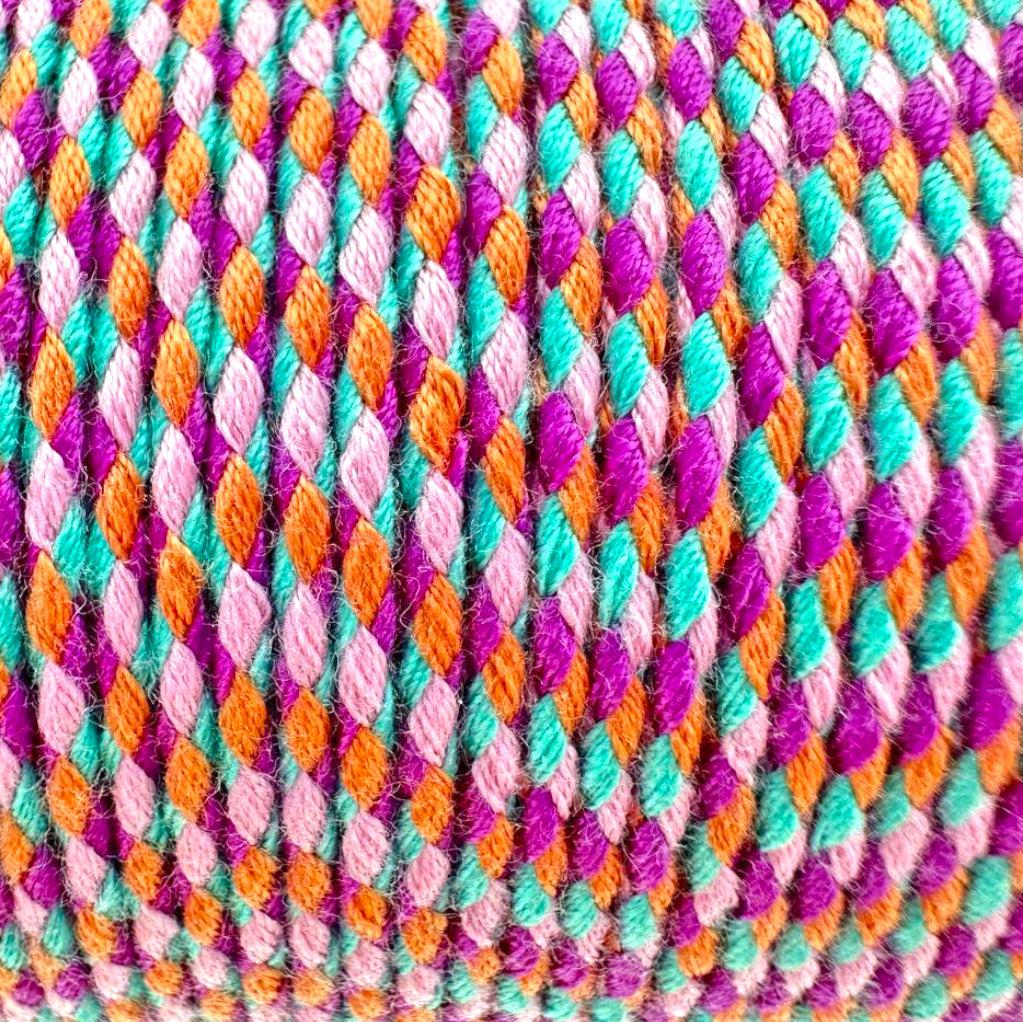 Ibiza gevlochten koord roze/turquoise ±1,8mm - 1 meter-koord-Kraaltjes van Renate