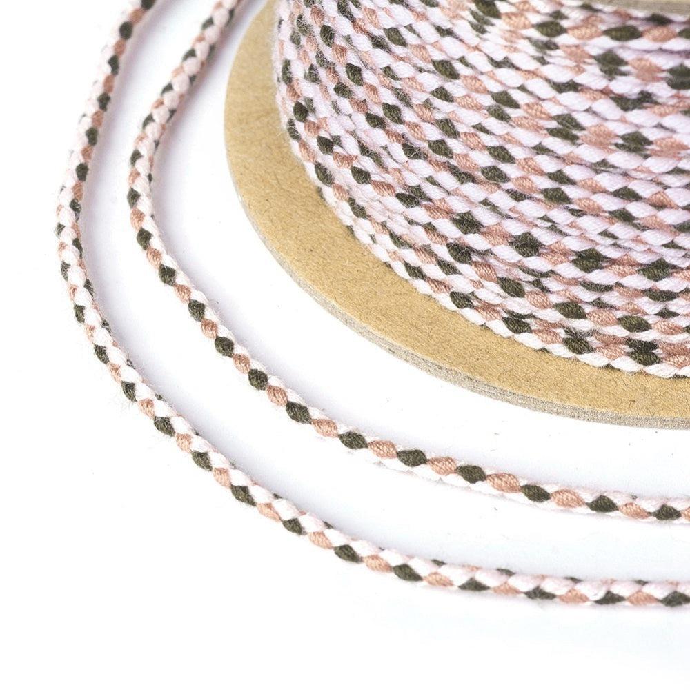 Ibiza gevlochten koord zwart/roze ±1,8mm - 1 meter-koord-Kraaltjes van Renate