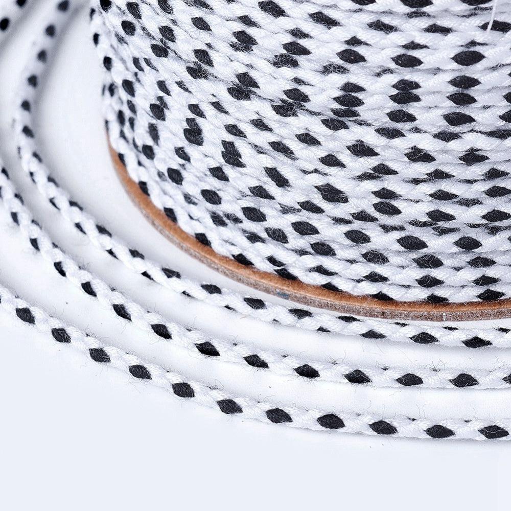 Ibiza gevlochten koord zwart/wit ±2mm - 1 meter-koord-Kraaltjes van Renate