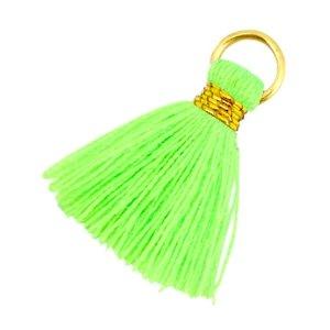 Ibiza kwastje Goud-Neon groen 20mm-Kraaltjes van Renate