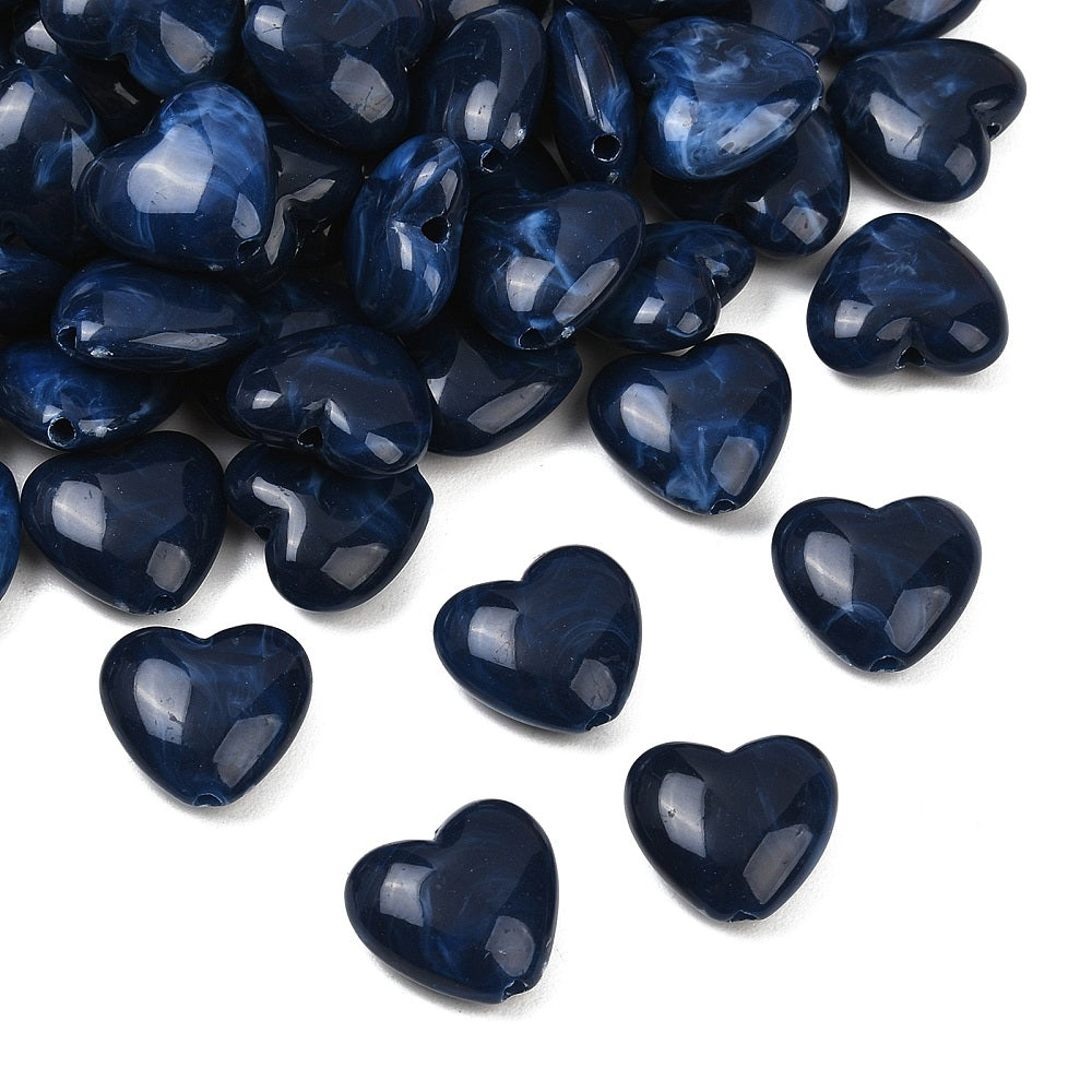 Acryl Kralen Hart Blauw 18mm - per stuk