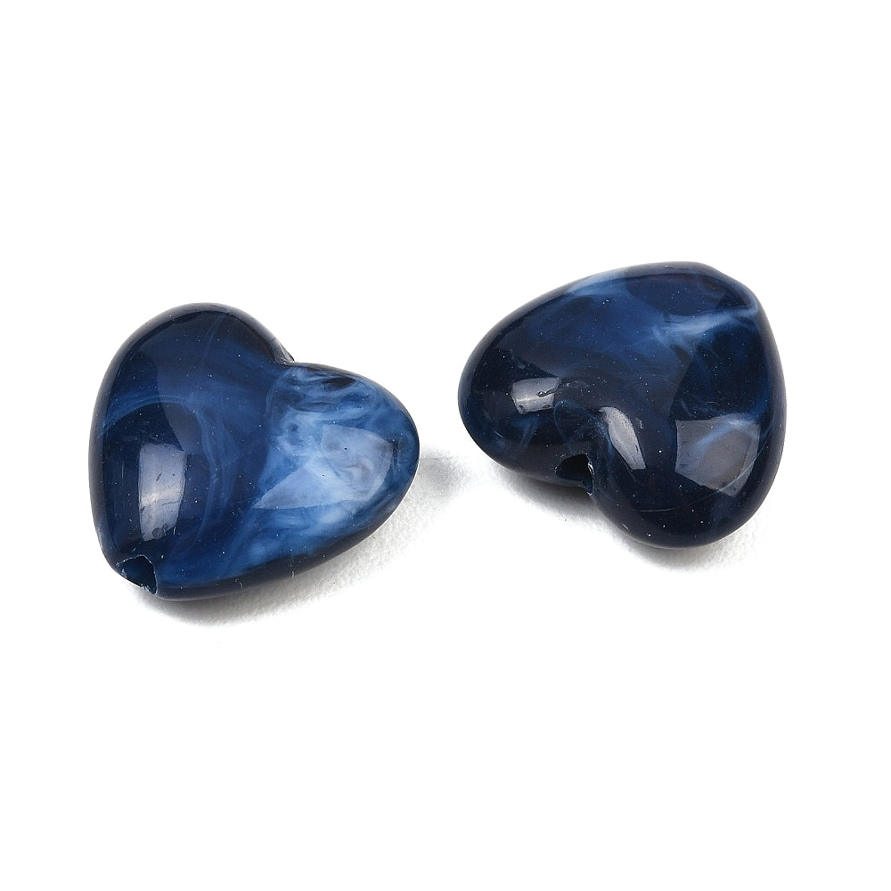 Acryl Kralen Hart Blauw 18mm - per stuk