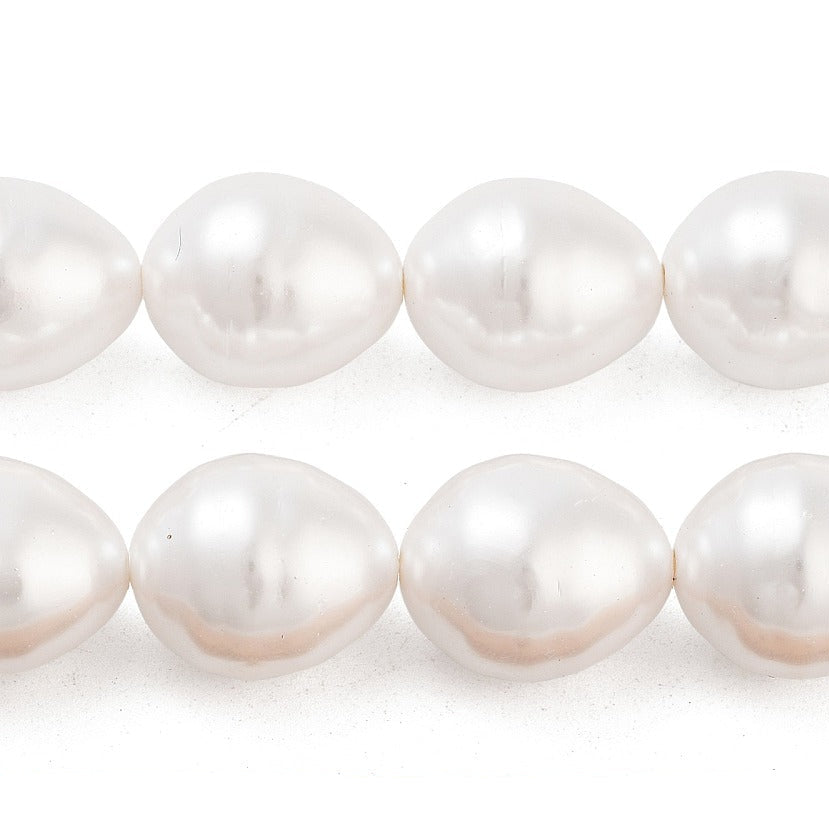 Schelp Kralen Parel Ovaal Wit 17x13mm - per stuk