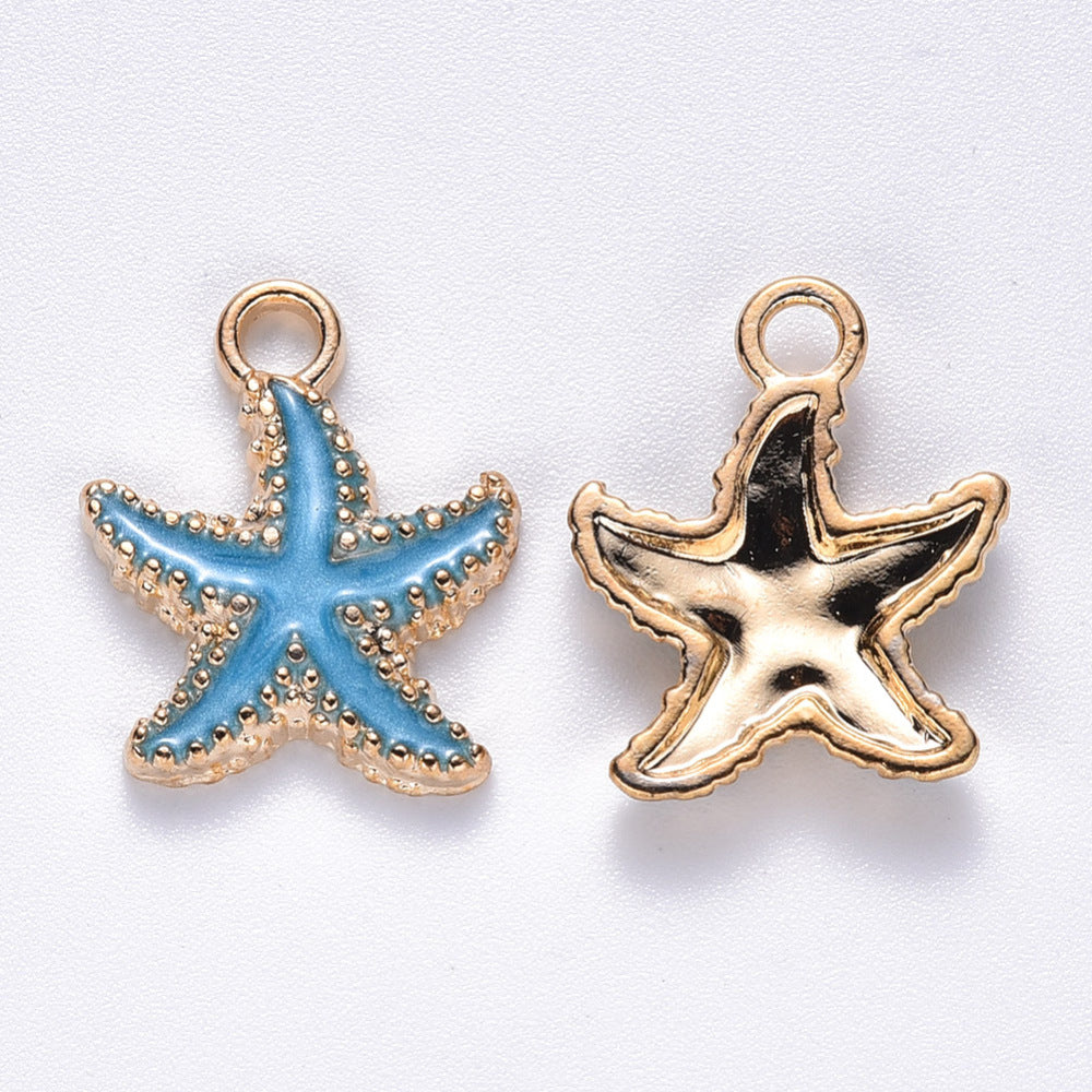 Bedel Zeester Emaille Blauw Goud 18mm - per stuk