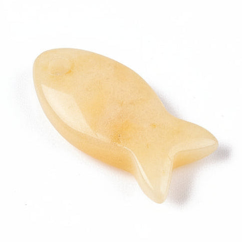 Bedel Vis Edelsteen Topaas Jade Geel 24mm - per stuk