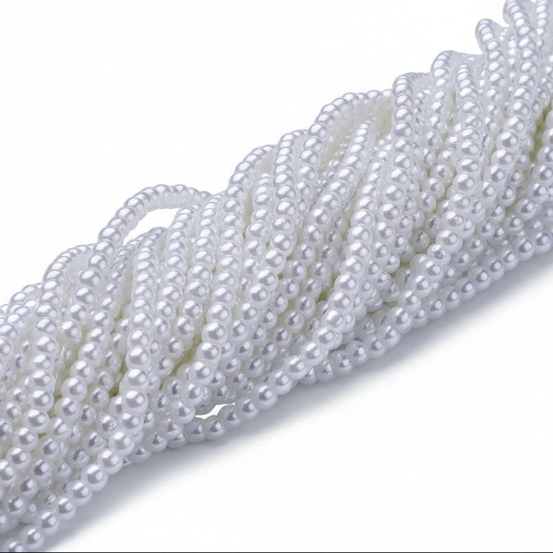 Glasparel rond wit 3mm - ±90 stuks