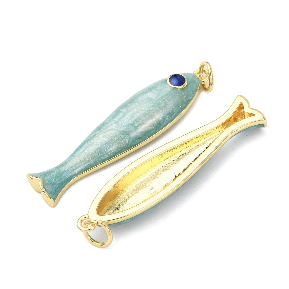 Bedel Vis Premium Brass Goud 34mm Sky Blue - per stuk