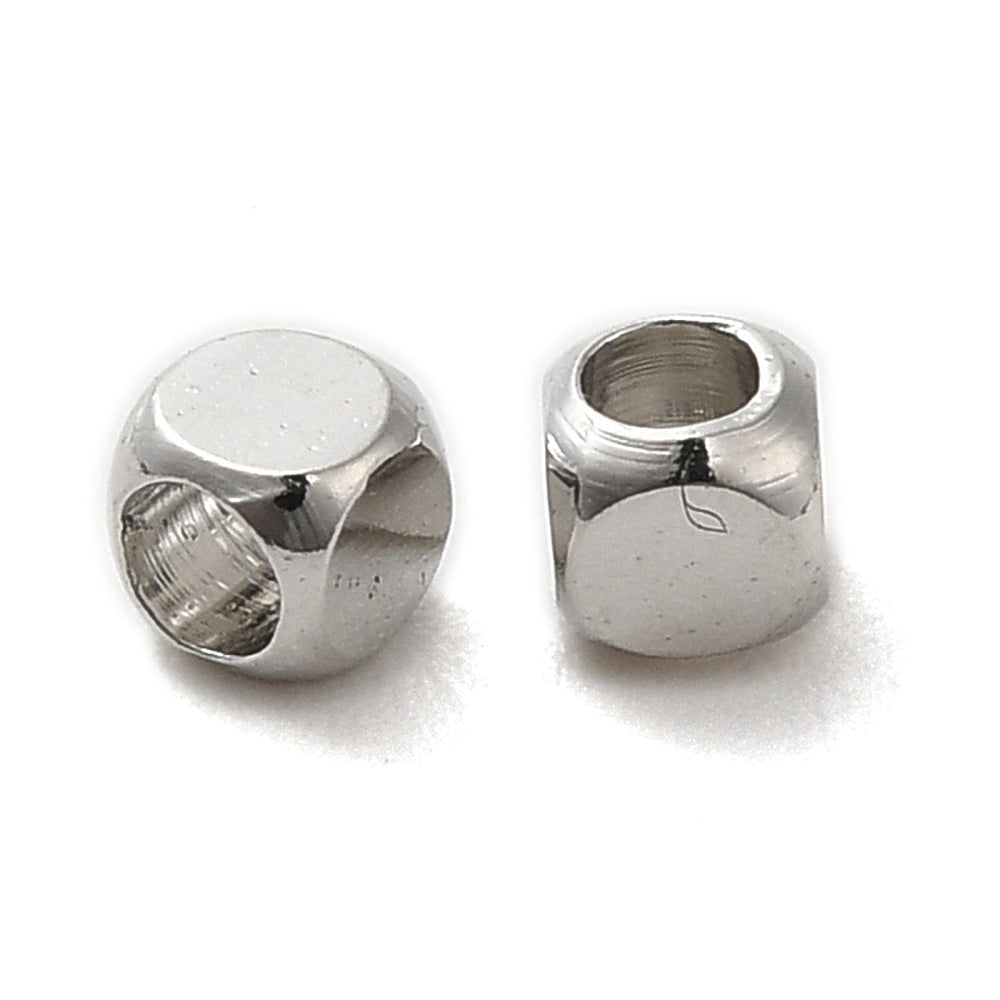 Tussenkraal Kubus Brass Zilver 2.5mm - per 20 stuks-Kralen-Kraaltjes van Renate