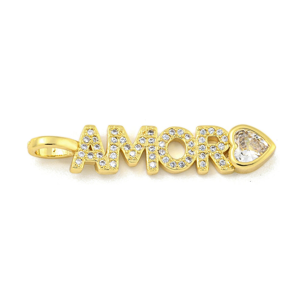 Bedel Amor Tekst Premium Brass Goud 34mm - per stuk