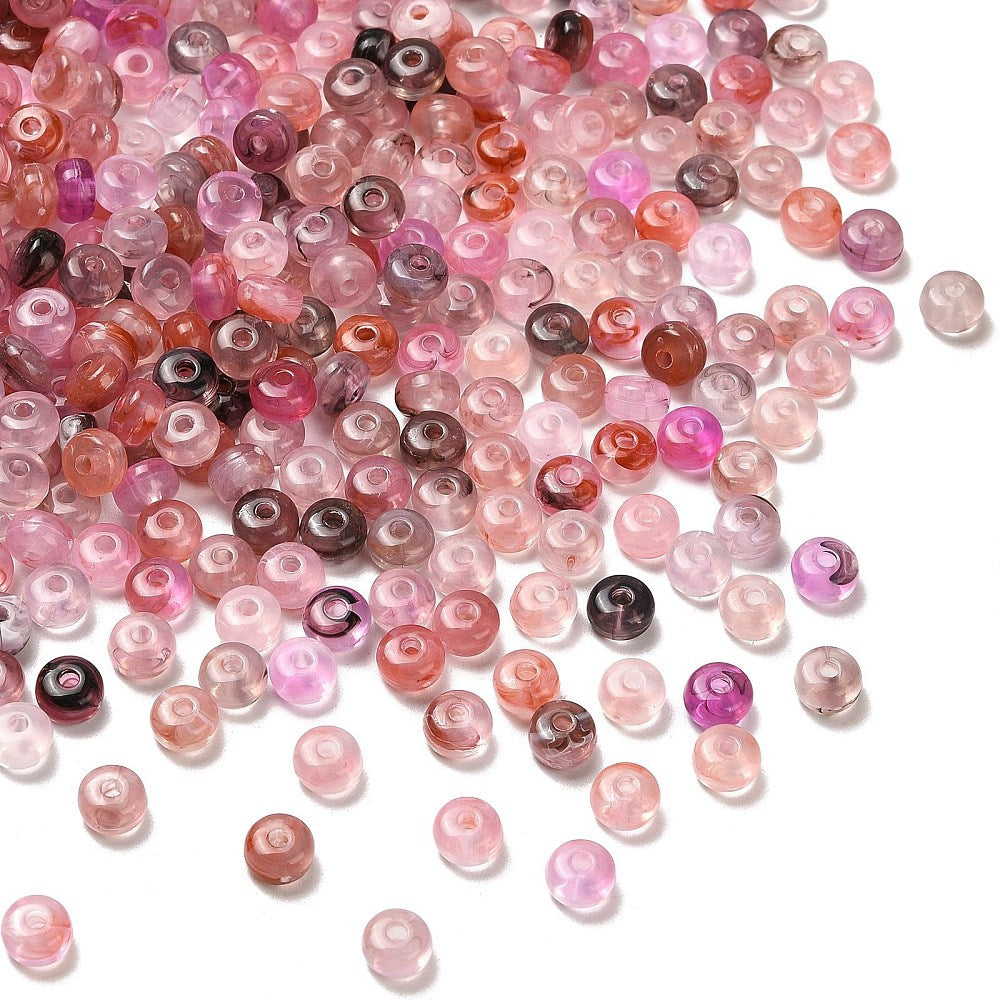 Acryl Kralen Transparant Rondel Flamigo Roze / Lila 7x4mm - ±35 stuks