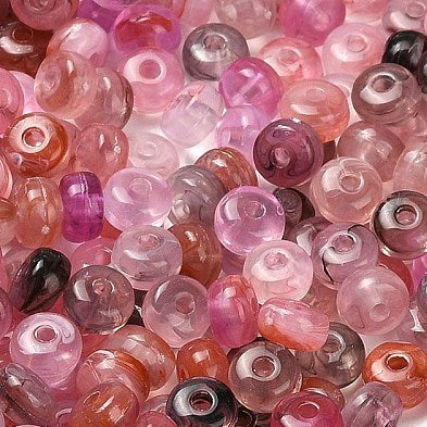 Acryl Kralen Transparant Rondel Flamigo Roze / Lila 7x4mm - ±35 stuks