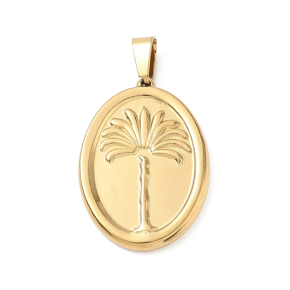 Bedel Ovaal Palm Premium RVS Goud 30mm - per stuk
