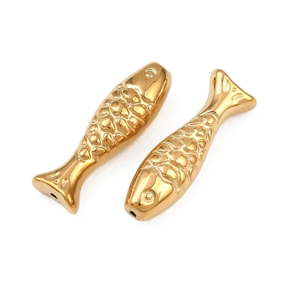 Kraal Vis Premium RVS Goud 17mm - per stuk