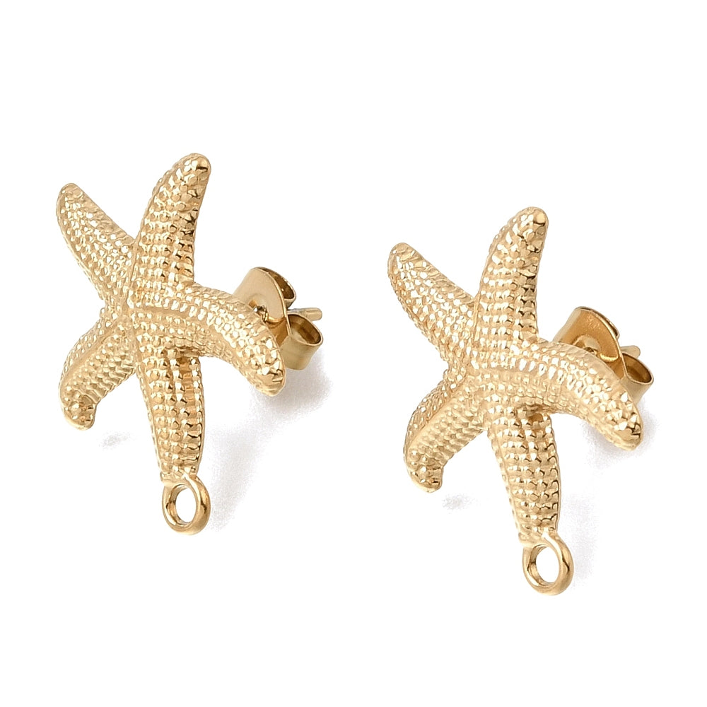 Oorstekers Zeester Premium RVS Goud 20mm - per paar