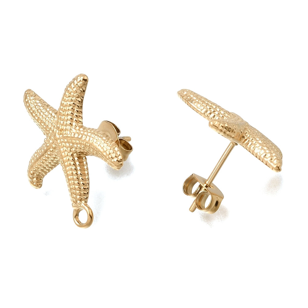Oorstekers Zeester Premium RVS Goud 20mm - per paar