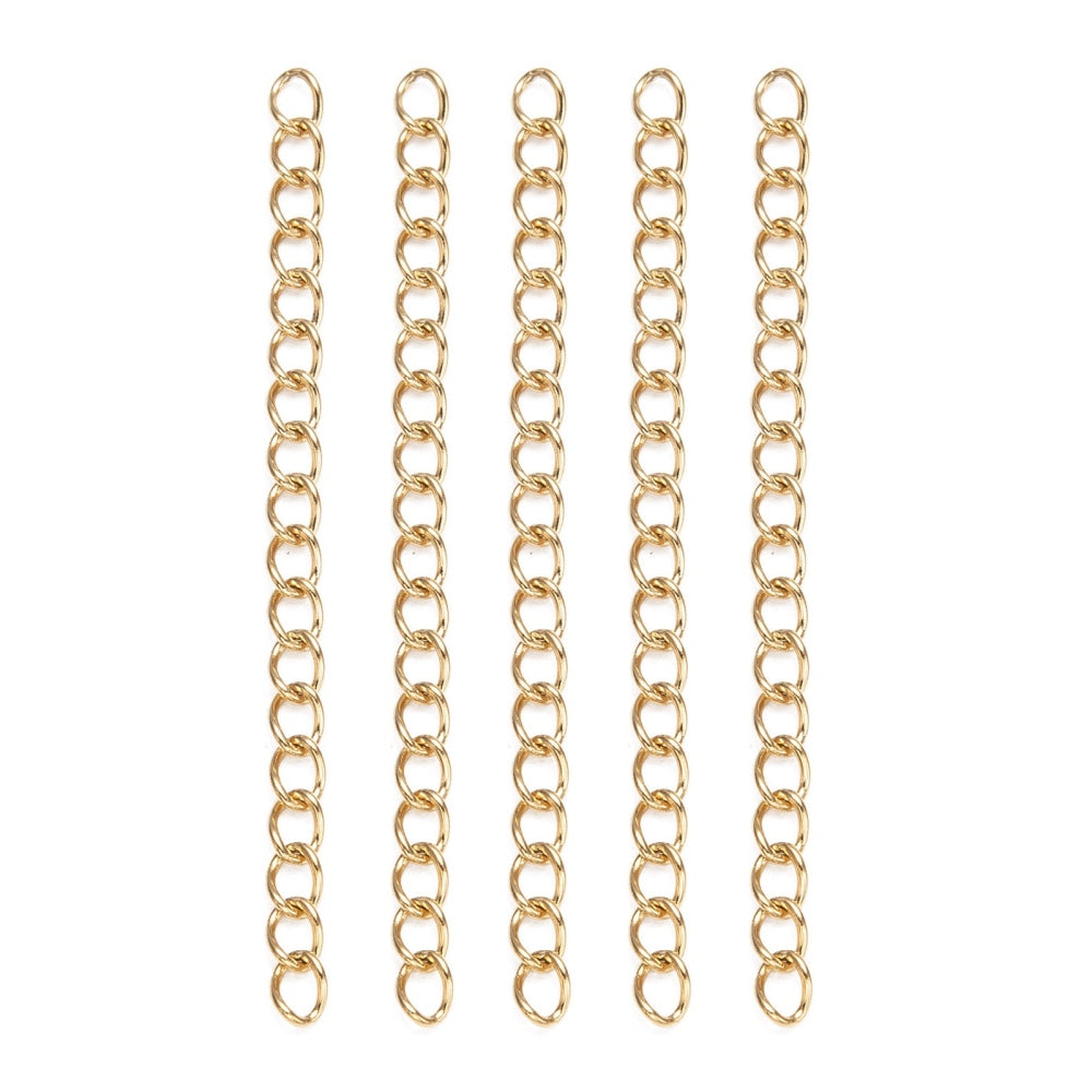RVS Verlengkettinkje 18K Goud 50mm - per 5 stuks-Sluitingen-Kraaltjes van Renate