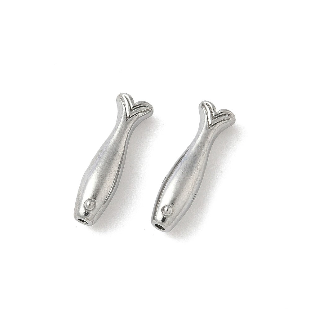 Kraal Vis RVS Zilver 14x4mm - per stuk