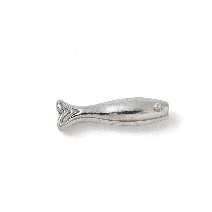 Kraal Vis RVS Zilver 14x4mm - per stuk