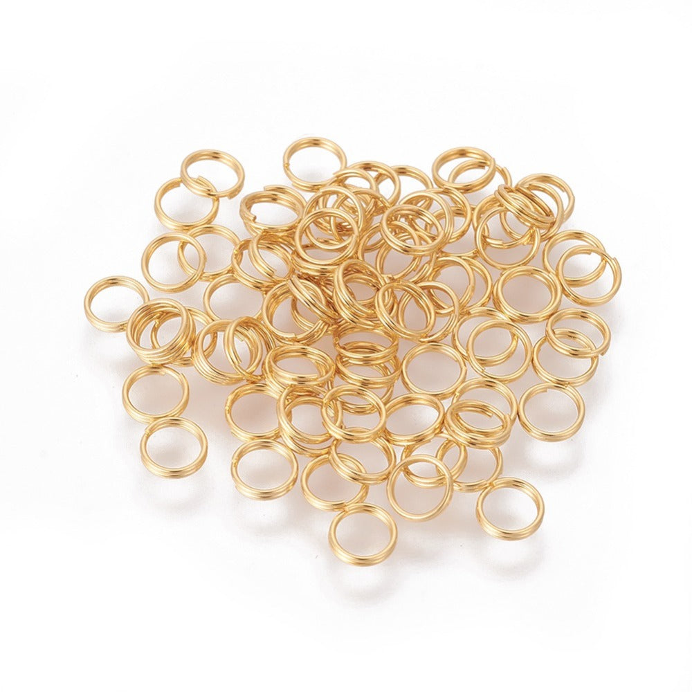 Dubbele Ringetjes Premium 18k RVS Goud 5x1mm - 20 stuks-Onderdelen-Kraaltjes van Renate