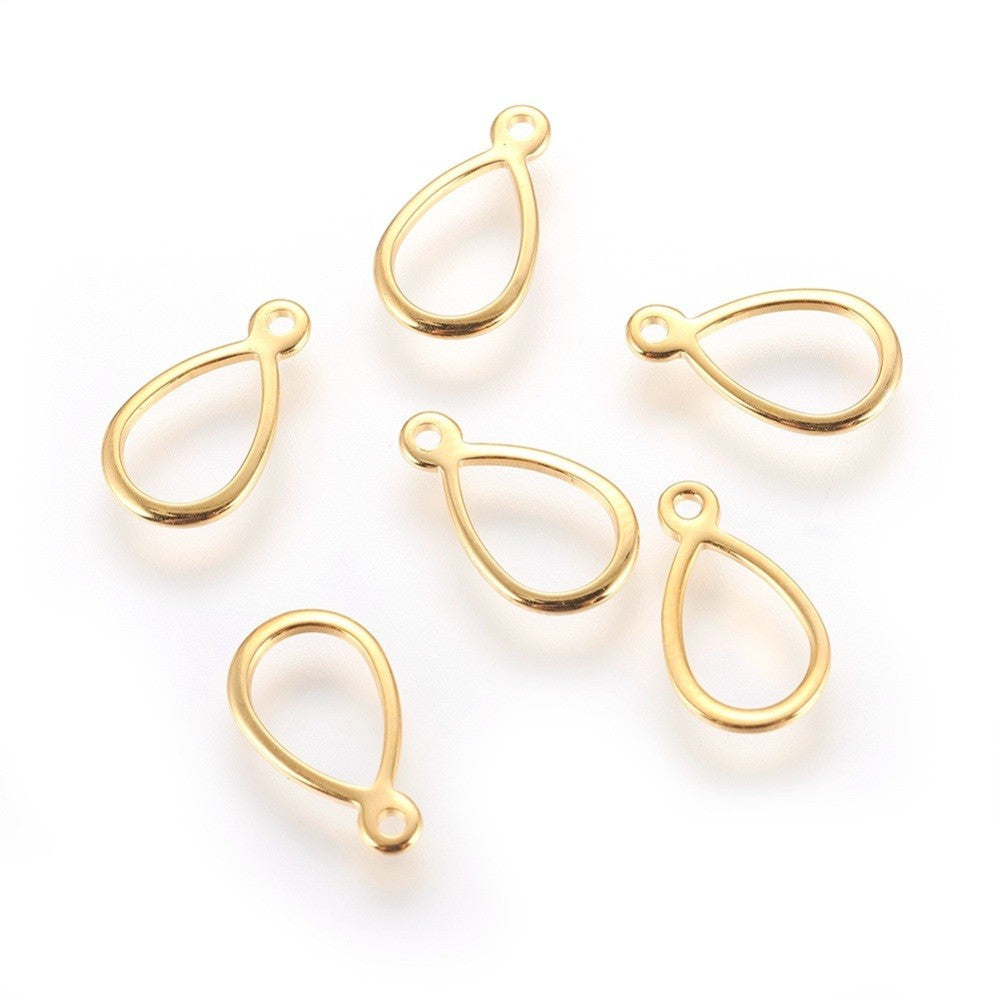 Bedel Druppel Open Premium RVS Goud 12mm - per stuk