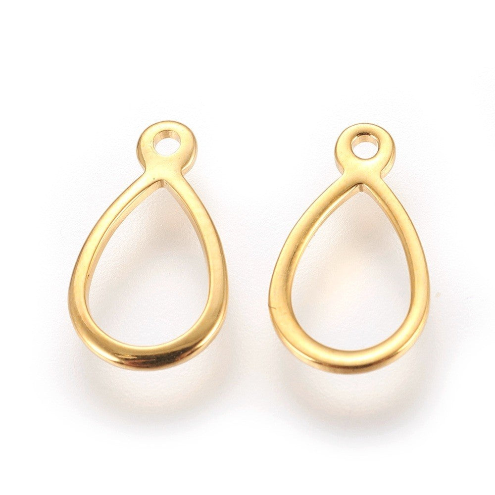 Bedel Druppel Open Premium RVS Goud 12mm - per stuk
