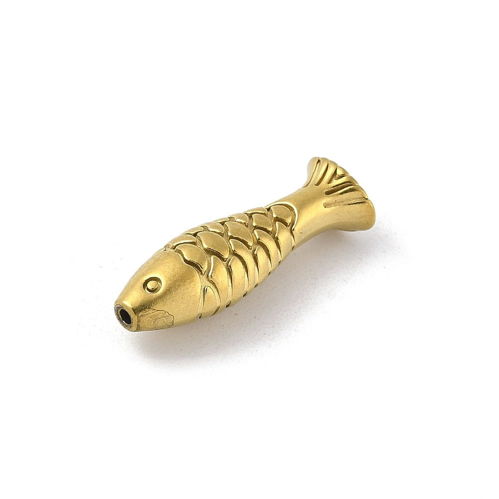 Kraal Vis RVS Goud 20.5x6.5mm - per stuk
