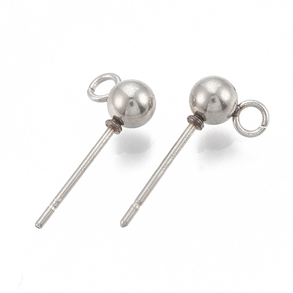 Oorsteker Bolletje met Oogje RVS Zilver 7mm - 2 paar-Onderdelen-Kraaltjes van Renate