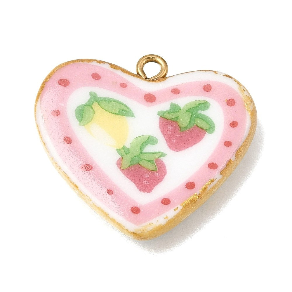 Bedel Hart Aardbei RVS Goud Roze 27mm - per stuk