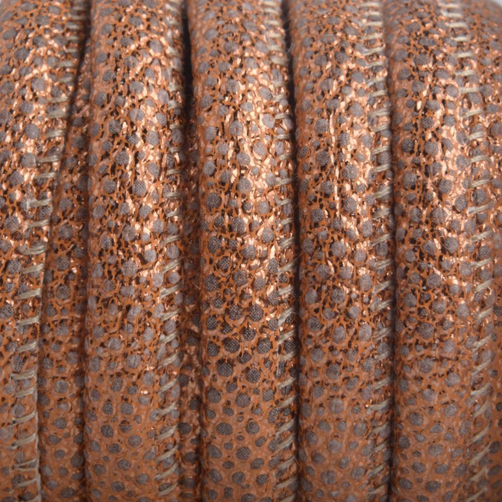 Imitatie Leer Lizard copper metallic 6x4mm - prijs per 20cm-Kraaltjes van Renate