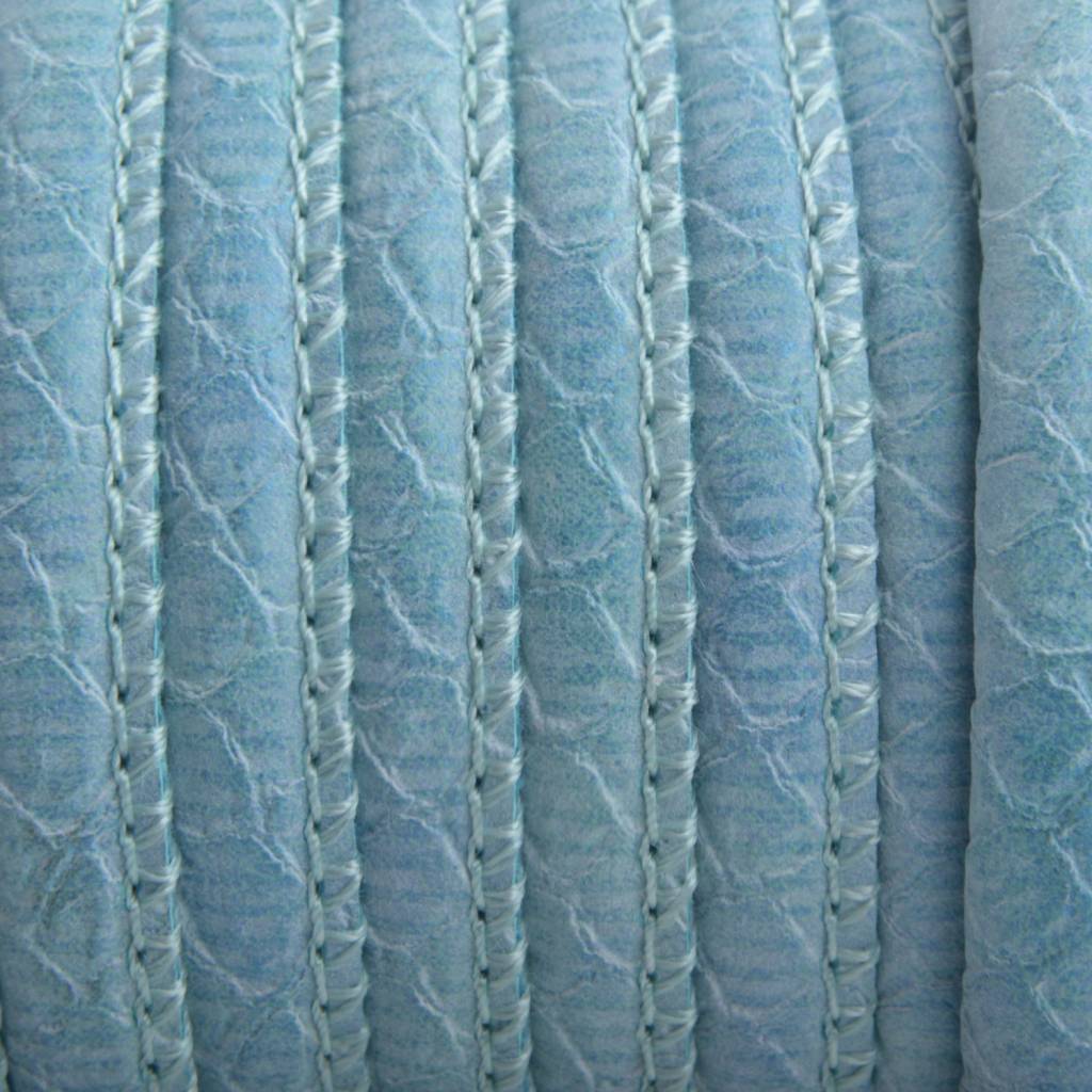 Imitatie Leer aqua blauw reptiel 6x4mm - prijs per 20cm-Kraaltjes van Renate