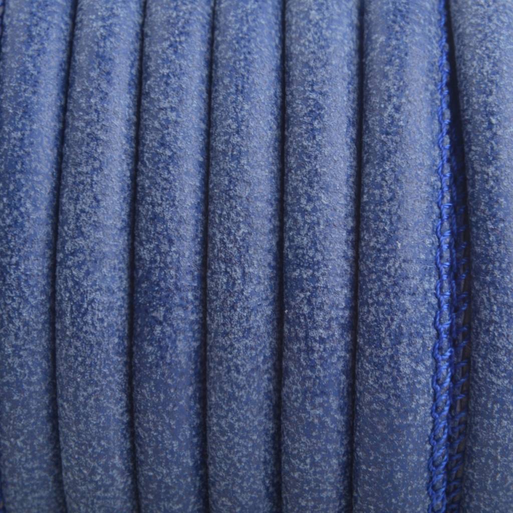 Imitatie Leer vintage blauw 6x4mm - prijs per 20cm-Kraaltjes van Renate