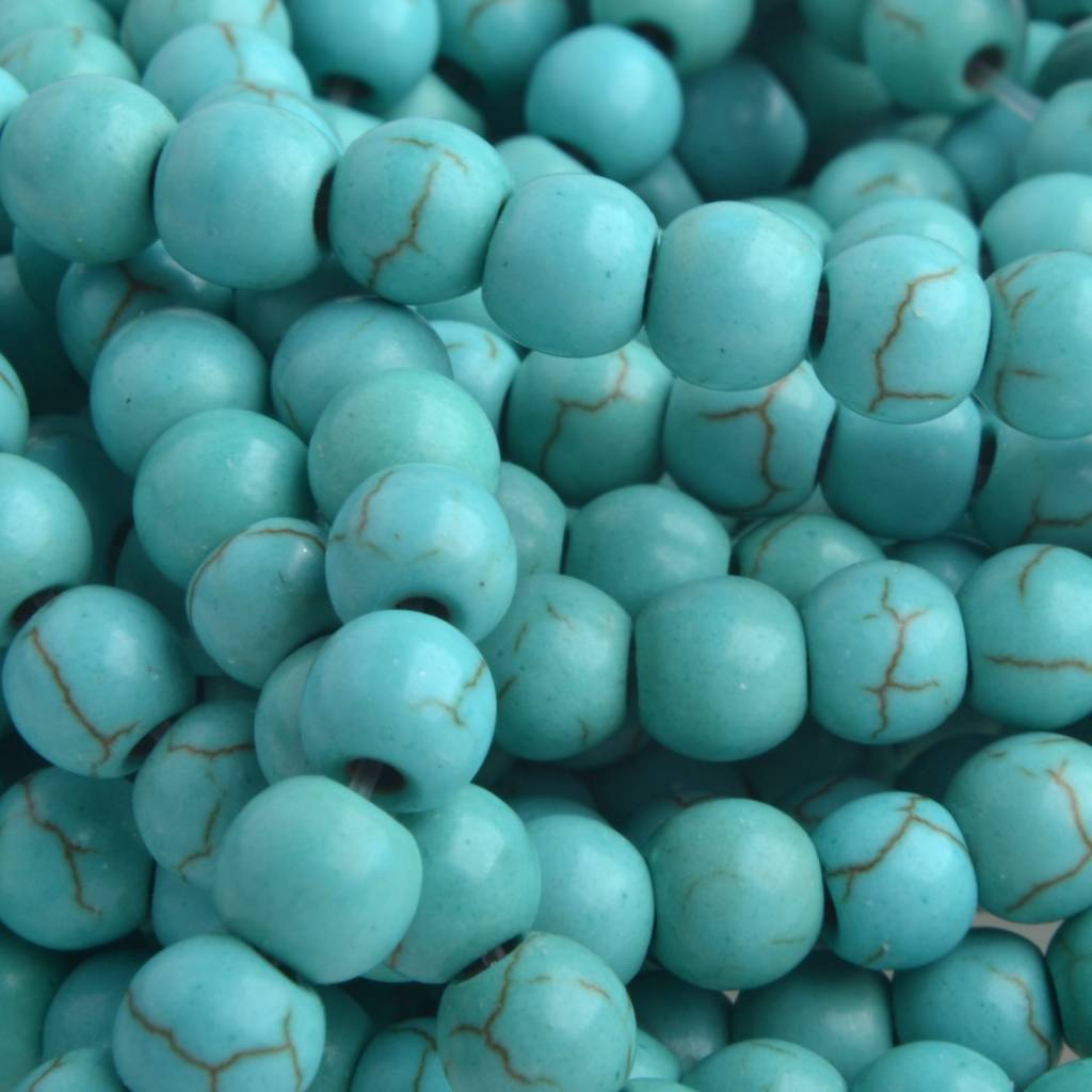 Imitatie Turquoise rond 8mm - 10 stuks-Kraaltjes van Renate