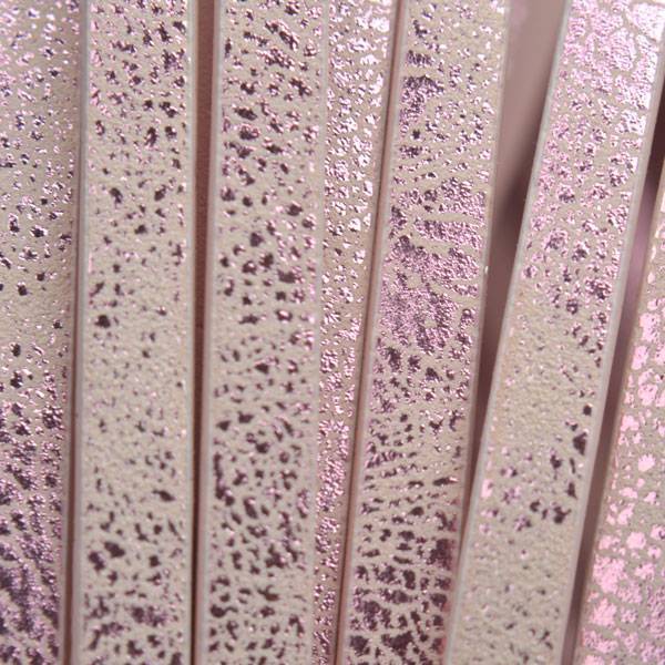 Imitatie leer strook Licht roze crackle pink plated 5x2mm - 120cm-Kraaltjes van Renate
