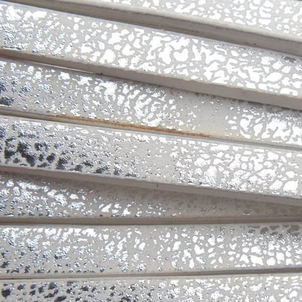 Imitatie leer strook Wit crackle silver plated 5x2mm - 120cm-Kraaltjes van Renate