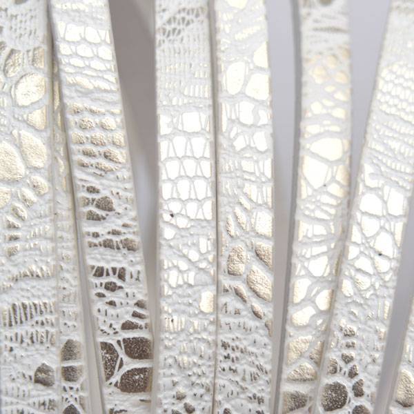 Imitatie leer strook Wit metallic plated 5x2mm - 120cm-Kraaltjes van Renate