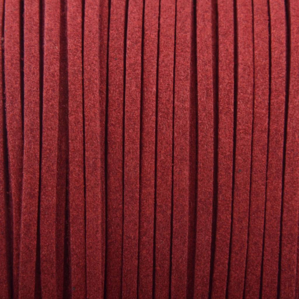 Imitatie suede bordeaux rood 3x1,5mm - 2 meter-Kraaltjes van Renate