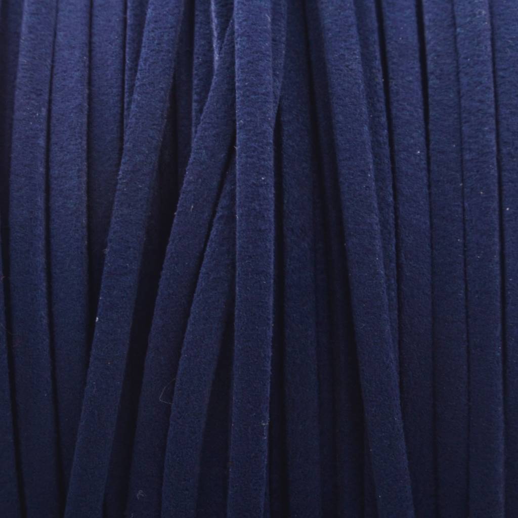 Imitatie suede donker blauw 3x1,5mm - 2 meter-Kraaltjes van Renate